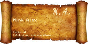 Munk Alex névjegykártya